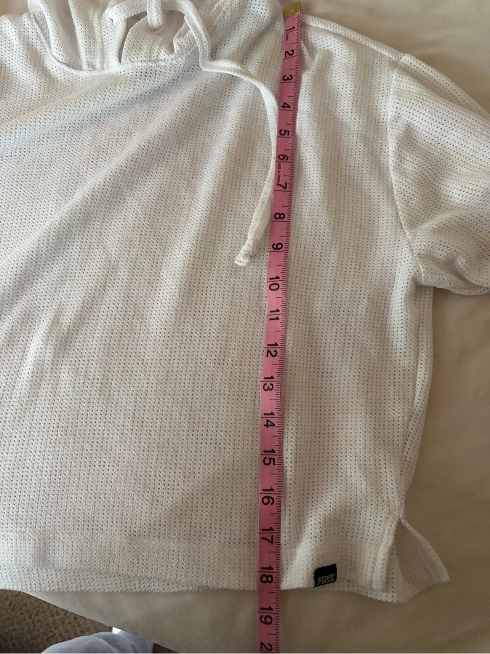 Like new PINK Victoria's Secret size S White Mesh Hooded Pullover. So cool. - Picture 8 of 8
